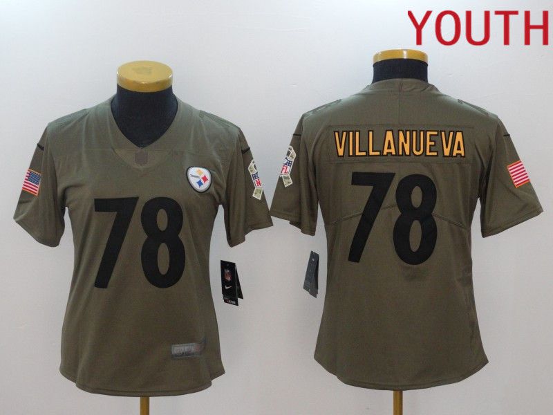Youth Pittsburgh Steelers 78 Villanueva black Nike Olive Salute To Service Limited NFL Jersey